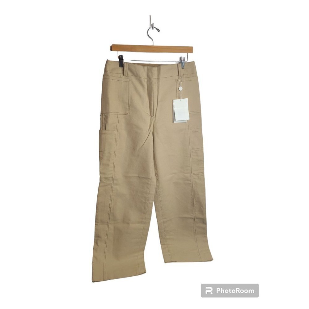NWT LVIR Cotton Pocket Wide Leg Trousers in Beige, size L